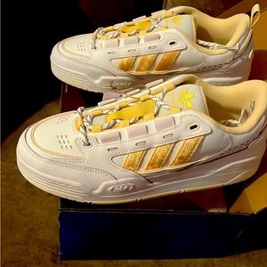 adidas White and Gold Athletic Shoes